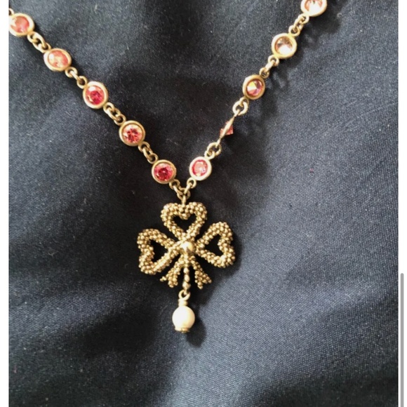 Gucci Sterling Silver Pink Crystal Necklace